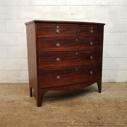 fig 2. ANTIQUE REGENCY MAHOGANY BOW FRONT CHEST OF DRAWERS C1820