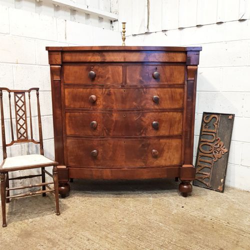 Antique Victorian Mahogany Bow Front Scotch Chest of Drawers C1870