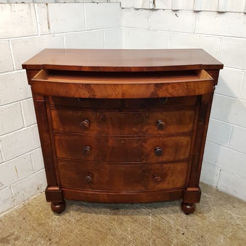 fig 1. ANTIQUE VICTORIAN MAHOGANY BOW FRONT SCOTCH CHEST OF DRAWERS C1870