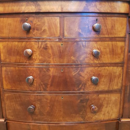 fig 2. ANTIQUE VICTORIAN MAHOGANY BOW FRONT SCOTCH CHEST OF DRAWERS C1870