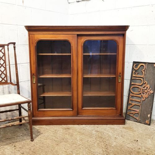 Antique Victorian Mahogany Y Glazed Bookcase C1880
