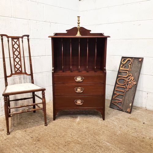 Antique Mahogany Art Nouveau Music Cabinet C1890