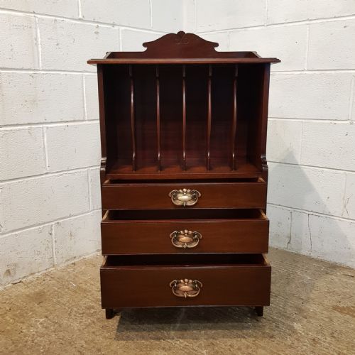 fig 1. ANTIQUE MAHOGANY ART NOUVEAU MUSIC CABINET C1890