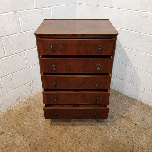 fig 2. ANTIQUE BURR WALNUT CHEST OF DRAWERS  c1920