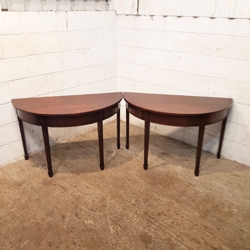 fig 1. ANTIQUE PAIR EDWARDIAN MAHOGANY DEMI LUNE SIDE TABLES C1900