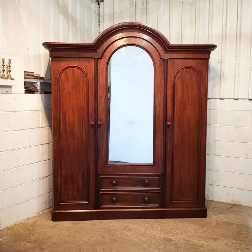 fig 2. ANTIQUE VICTORIAN MAHOGANY ARCHED TOP TRIPLE WARDROBE C1880