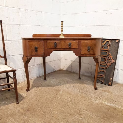 Antique Burr Walnut Kidney Shaped Dressing Table C1920