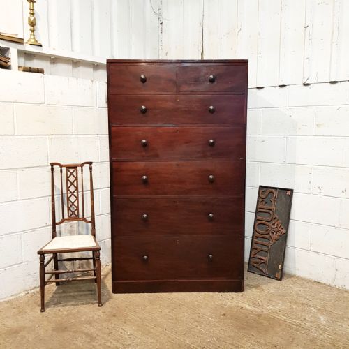 Antique Early Victorian  Tall Mahogany Alcove Chest of Drawers by Wilkinson London C1845