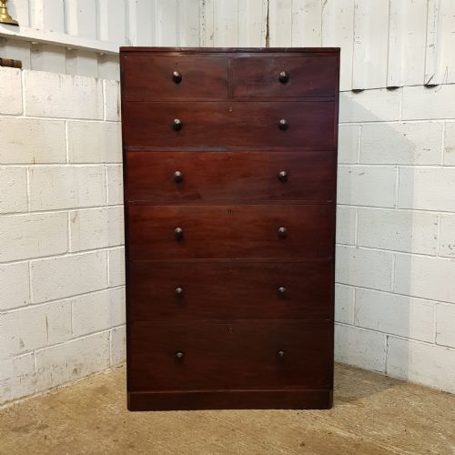 fig 2. ANTIQUE EARLY VICTORIAN TALL MAHOGANY ALCOVE CHEST OF DRAWERS BY WILKINSON LONDON C1845
