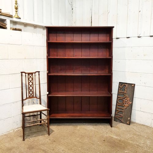 Antique Edwardian Mahogany Open Waterfall Bookcase C1900