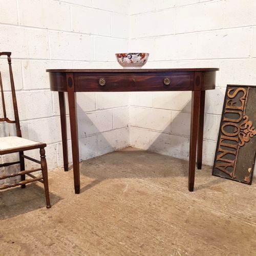 Antique Regency Inlaid Mahogany D End Console Table C1820