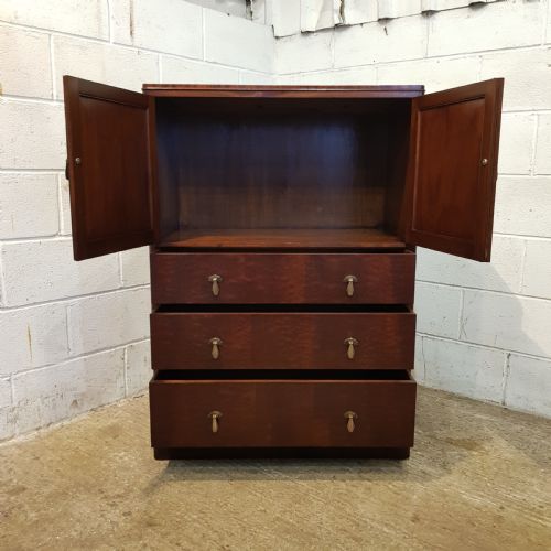 fig 2. SUPERB ANTIQUE ART DECO MAHOGANY TALLBOY CHEST OF DRAWERS C1920