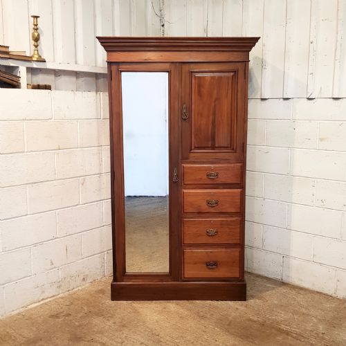 fig 1. ANTIQUE EDWARDIAN WALNUT COMBINATION WARDROBE C1900