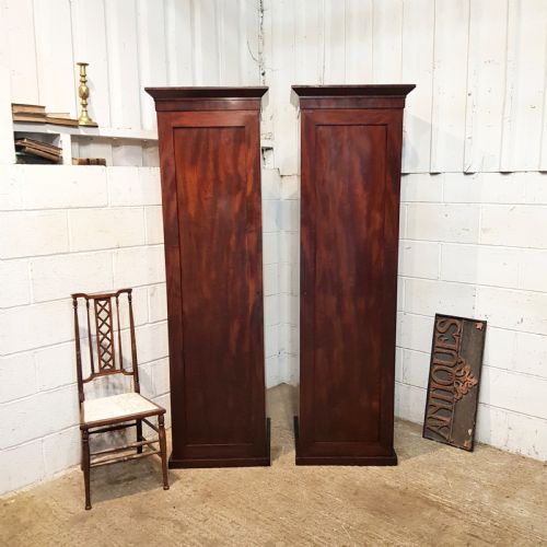 Antique Pair Victorian Mahogany Single Sentry Box Wardrobes C1880