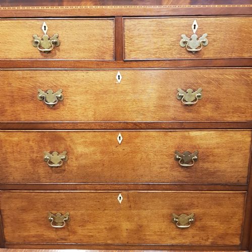 fig 2. ANTIQUE LATE 18TH CENTURY OAK & MAHOGANY CHEST OF DRAWERS C1780