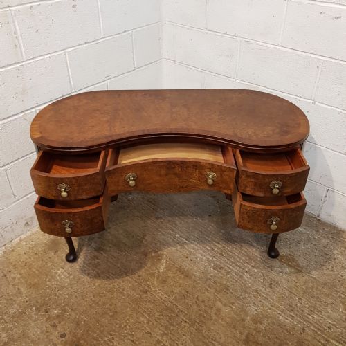 fig 2. Antique burr walnut kidney shaped dressing table c1920