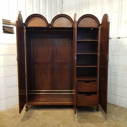 fig 2. ANTIQUE BURR WALNUT TRIPLE DOME TOP WARDROBE C1920
