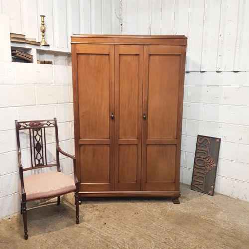 Antique Edwardian Mahogany Double Wardrobe C1900