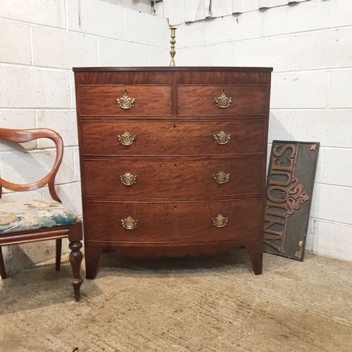 Antique Regency Mahogany Bow Front Chest of Drawers C1880
