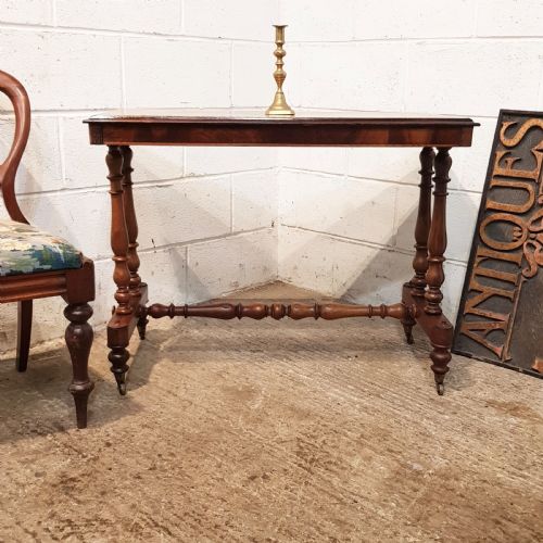 fig 1. ANTIQUE VICTORIAN WALNUT AND SATINWOOD SIDE TABLE C1890