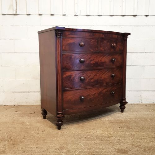 fig 2. ANTIQUE VICTORIAN MAHOGANY BOW FRONT CHEST OF DRAWERS C1860