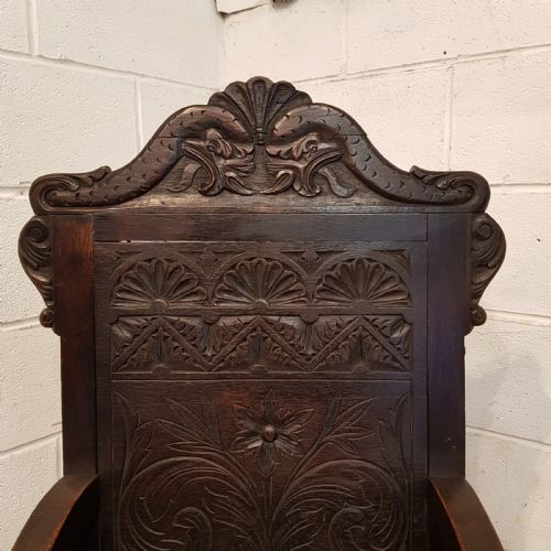 fig 2. ANTIQUE 19TH CENTURY OAK WAINSCOT CHAIR C1850