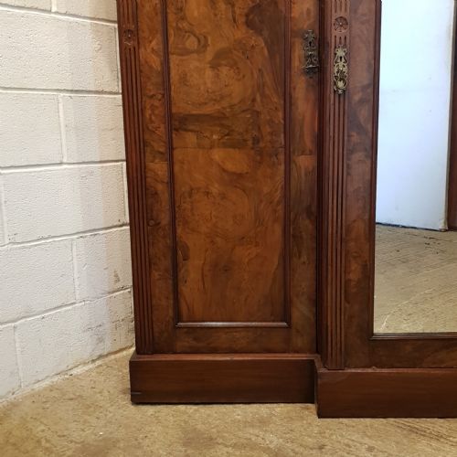 fig 2. ANTIQUE BURR WALNUT TRIPLE BREAKFRONT WARDROBE C1880