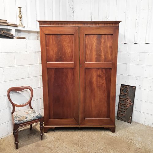 Antique Late Victorian Regency Mahogany Double Wardrobe C1890