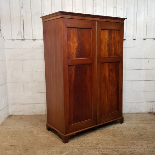 fig 2. ANTIQUE LATE VICTORIAN REGENCY MAHOGANY DOUBLE WARDROBE C1890