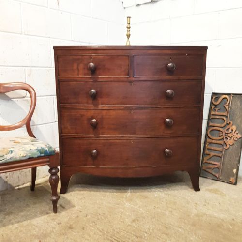 Antique Victorian Mahogany Bow Front Chest of Drawers C1860