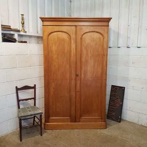 Antique Victorian Fitted Pine Double Wardrobe C1880