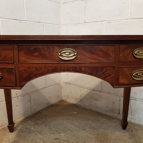fig 1. ANTIQUE EDWARDIAN REGENCY MAHOGANY BOW FRONT WRITING TABLE DESK. C1900