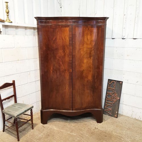 Antique Edwardian Mahogany Serpentine Front Doubke Wardrobe C1900