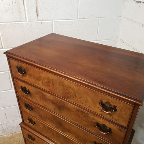 fig 2. ANTIQUE BURR WALNUT CHEST ON CHEST OF DRAWERS C1920