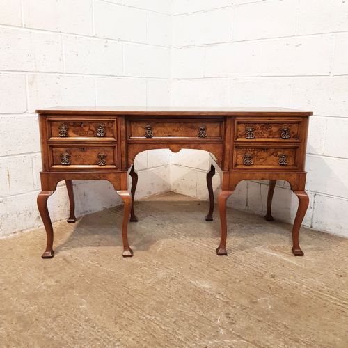 fig 1. ANTIQUE EDWARDIAN BURR WALNUT PEDESTAL DESK C1900