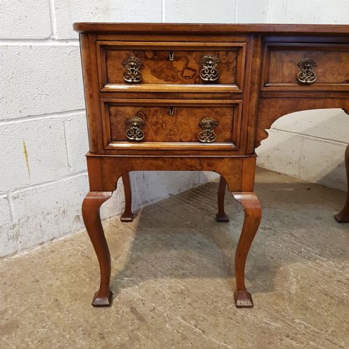 fig 2. ANTIQUE EDWARDIAN BURR WALNUT PEDESTAL DESK C1900