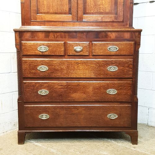 fig 2. ANTIQUE GEORGIAN OAK & MAHOGANY CUPBOARD ON CHEST OF DRAWERS C1780