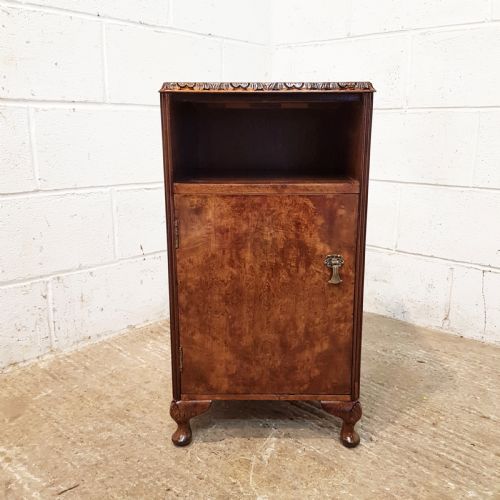 fig 2. ANTIQUE PAIR BURR WALNUT BEDSIDE CABINETS C1920