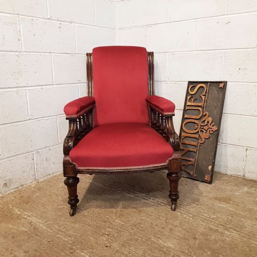 Antique Victorian Mahogany Framed Armchair C1880