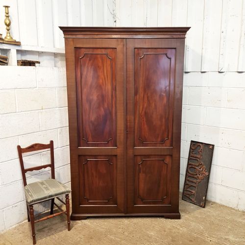 Antique Edwardian Regency Mahogany Double Wardrobe 1900
