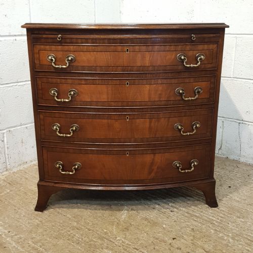 fig 2. ANTIQUE EDWARDIAN MAHOGANY DWARF BOW FRONT BACHELORS CHEST OF DRAWERS WITH BRUSH SLIDE C1900