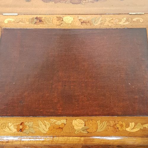 fig 1. ANTIQUE VICTORIAN WALNUT AND MAHOGANY MARQUETRY WRITING SLOPE DESK C1880