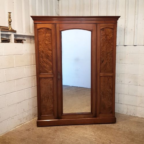 fig 2. ANTIQUE LATE VICTORIAN BURR WALNUT TRIPLE WARDROBE C1890