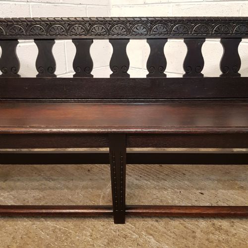 fig 1. ANTIQUE VICTORIAN CARVED OAK HALL BENCH C1860