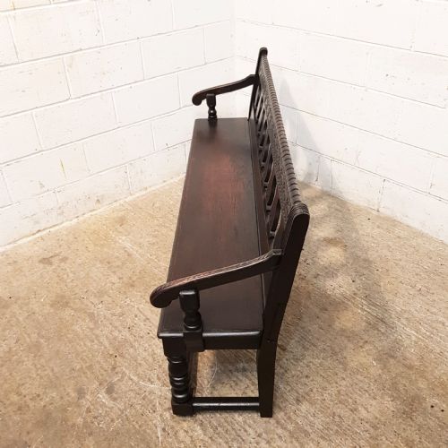 fig 2. ANTIQUE VICTORIAN CARVED OAK HALL BENCH C1860