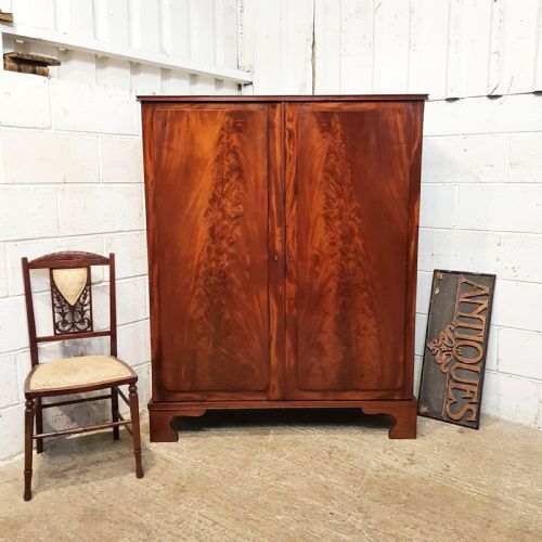 Antique William1v Flamed Mahogany Low Linen  Press C1830