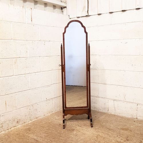 fig 1. ANTIQUE BURR WALNUT CHEVAL MIRROR C1920