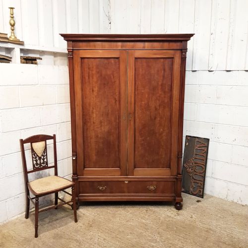 Antique Victorian Mahogany Double Wardrobe C1860