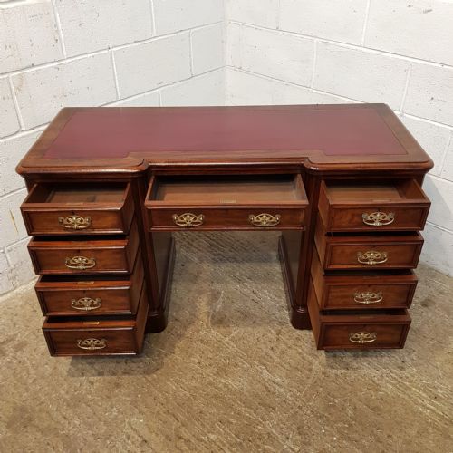 fig 2. ANTIQUE VICTORIAN MAHOGANY BREAKFRONT PEDESTAL DESK C1880