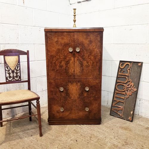 Antique Burr Walnut Tallboy C1920